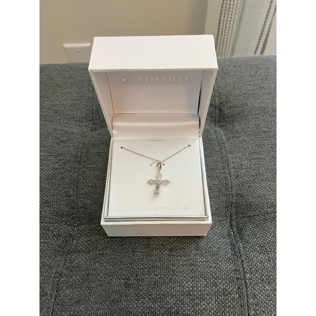 Primrose Cubic Zirconia Sterling Silver Cross Necklace 18$